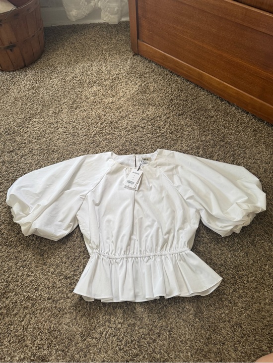 Jason Wu Tops - Jason Wu White Puff Sleeve Peplum Blouse
